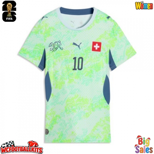Switzerland Granit Xhaka #10 Replica Away Stadium Shirt for Women World Cup 2026 Short Sleeve